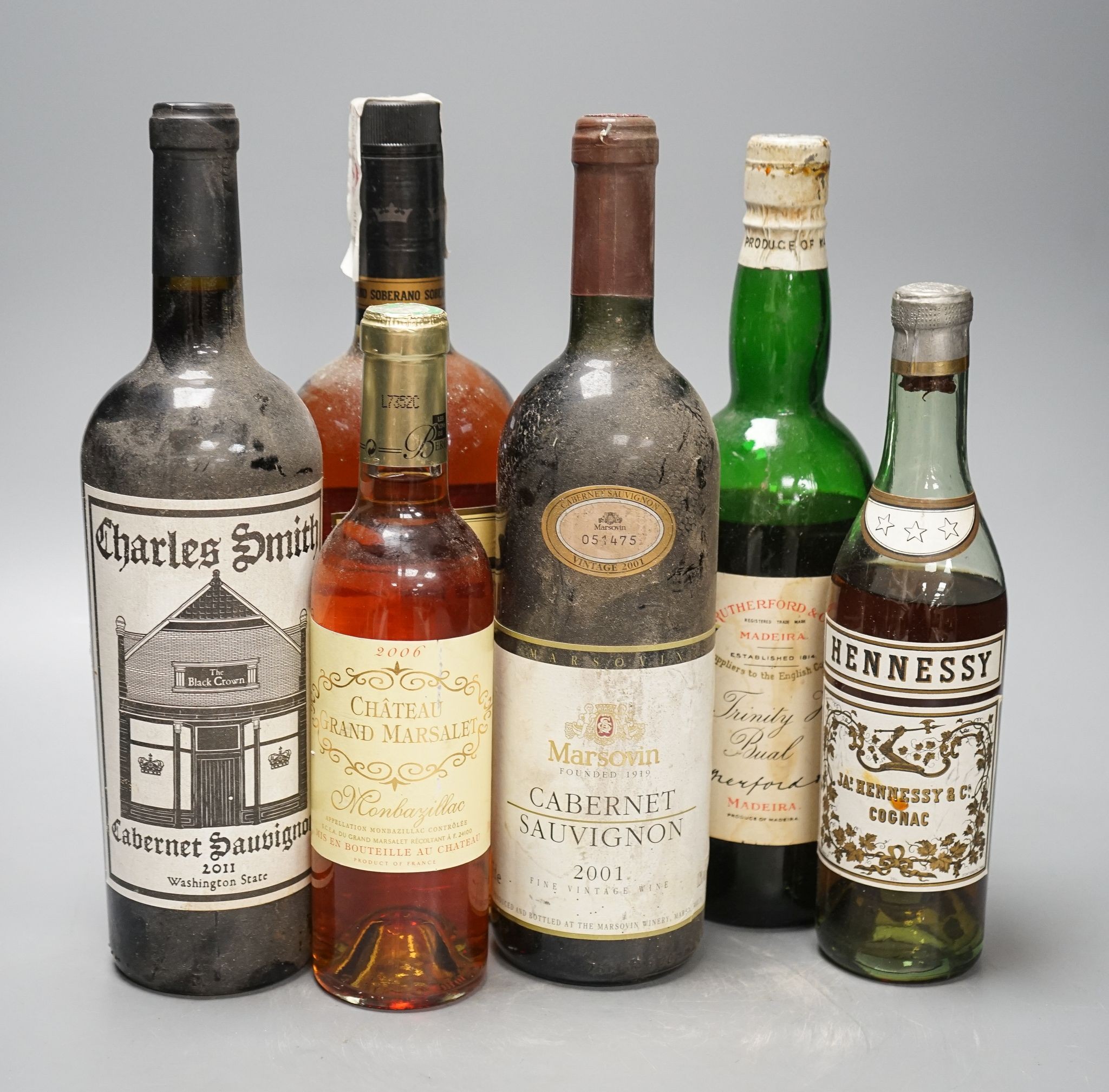 A quantity of assorted wines, brandies, ports, etc.